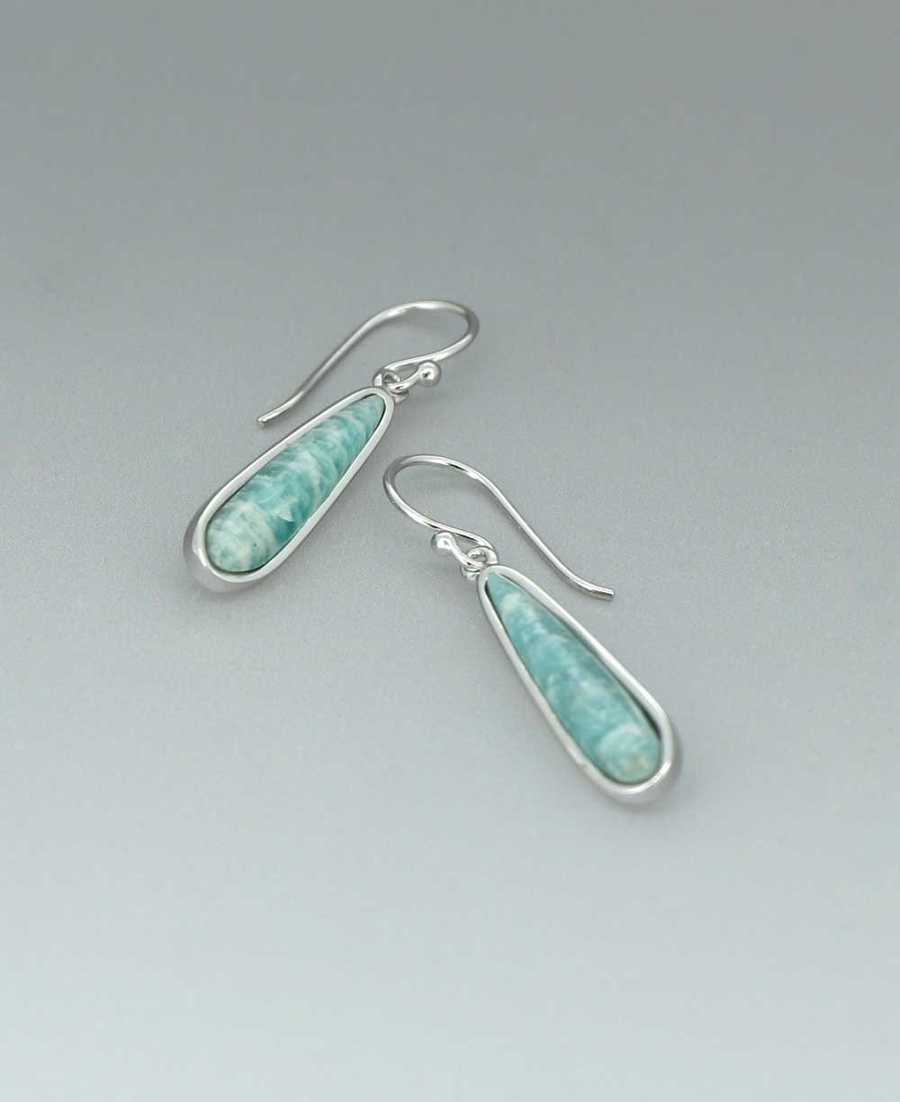 Amazonite Gemstone Drop Earrings - Earrings