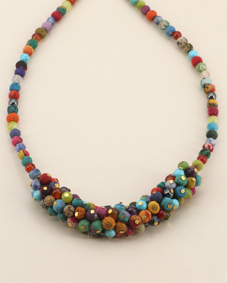 Sustainable fabric-wrapped bead jewelry