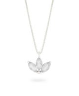 Dainty Lotus Birthstone Sterling Silver Necklace - Necklaces April (White Topaz)