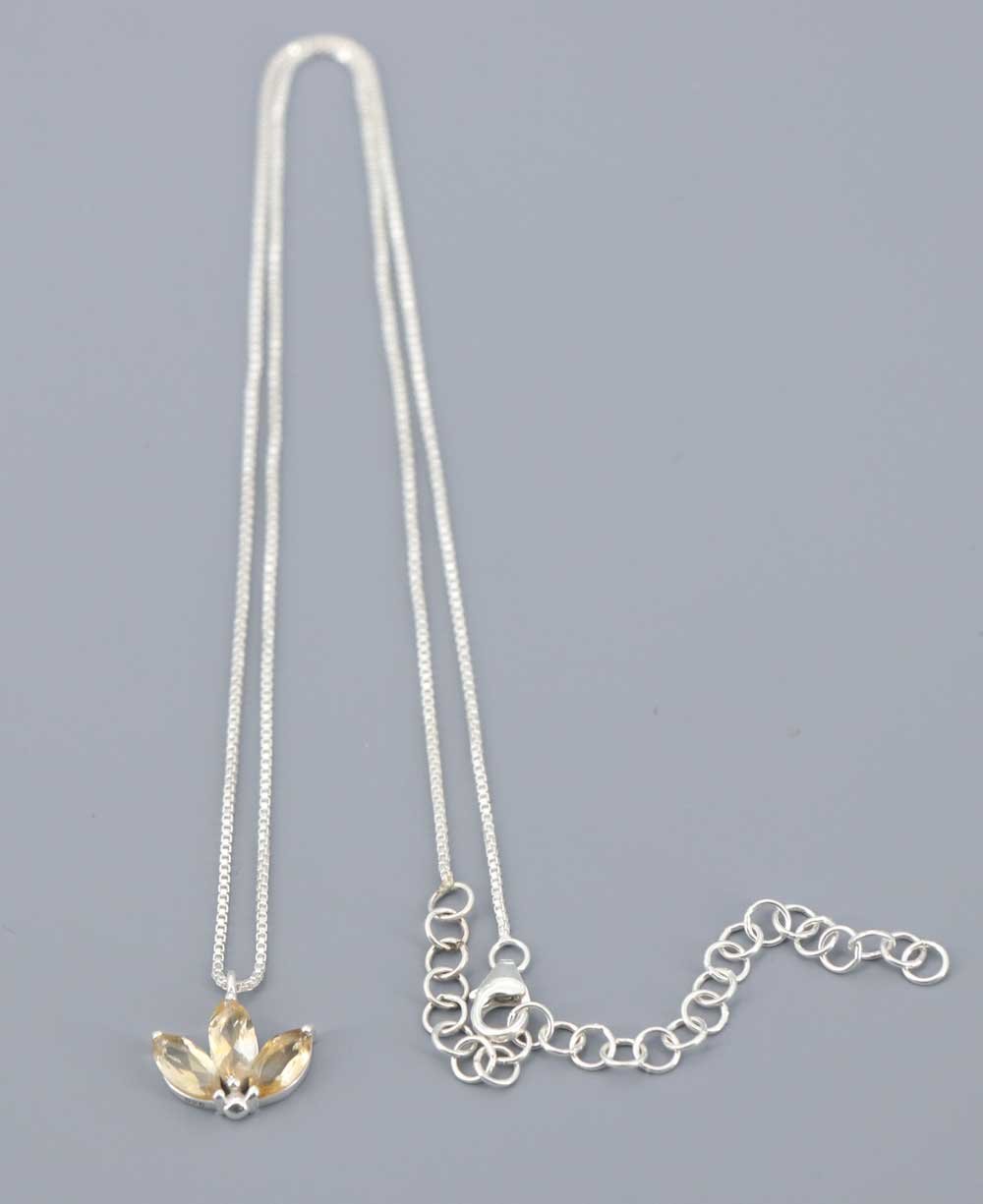 Dainty Lotus Birthstone Sterling Silver Necklace - Necklaces Jan (Garnet)