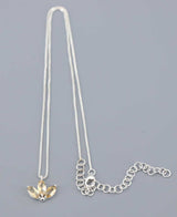 Dainty Lotus Birthstone Sterling Silver Necklace - Necklaces Jan (Garnet)