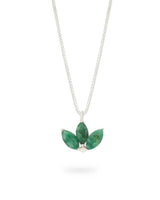 Dainty Lotus Birthstone Sterling Silver Necklace - Necklaces May (Emerald)