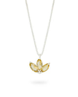 Dainty Lotus Birthstone Sterling Silver Necklace - Necklaces Nov (Citrine)