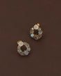 Gold Plated Labradorite Stud Earrings with Rainbow Moonstone - Earrings