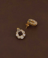 Gold Plated Moonstone Stud Earrings with Labradorite - Earrings