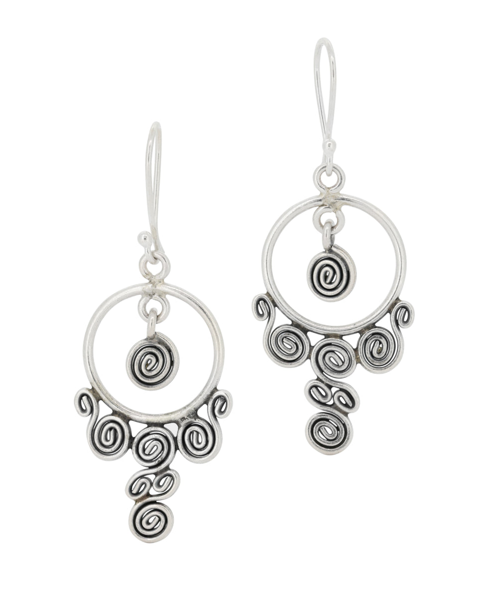 Trickling Swirls Sterling Silver Earrings