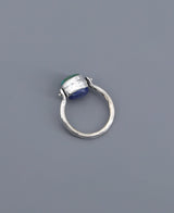 Mindful Sterling Silver Rotating Ring With Lapis and Turquoise - Rings Size 6