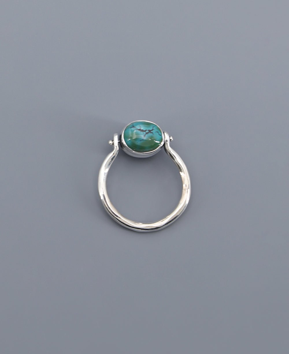 Mindful Sterling Silver Rotating Ring With Lapis and Turquoise - Rings Size 6