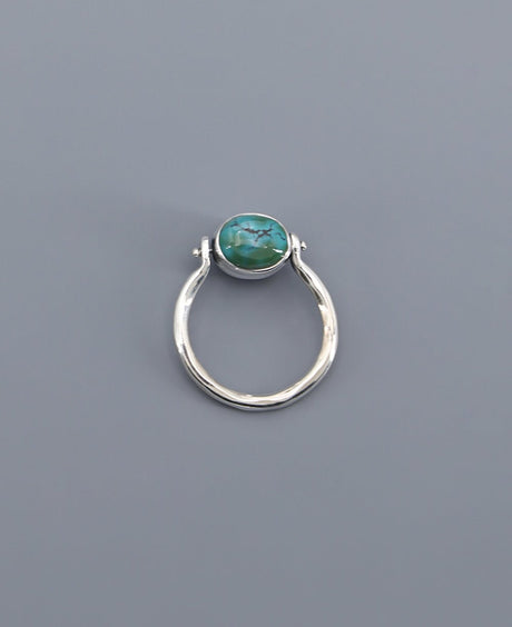 Mindful Sterling Silver Rotating Ring With Lapis and Turquoise - Rings Size 6