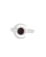 Moon Design Sterling Silver Garnet Ring - Rings Size 6