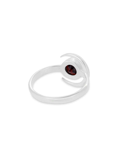 Moon Design Sterling Silver Garnet Ring - Rings Size 6