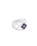 Sterling Silver Amethyst Lattice Band Ring - Rings 6