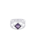 Sterling Silver Amethyst Lattice Band Ring - Rings 6