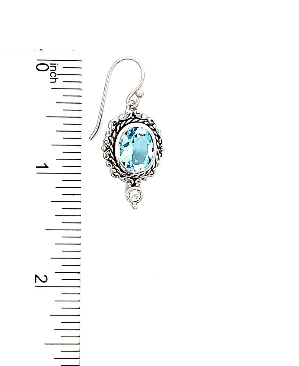 Sterling Silver Blue Topaz Earrings - Earrings