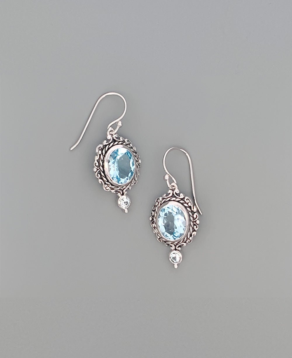 Sterling Silver Blue Topaz Earrings - Earrings