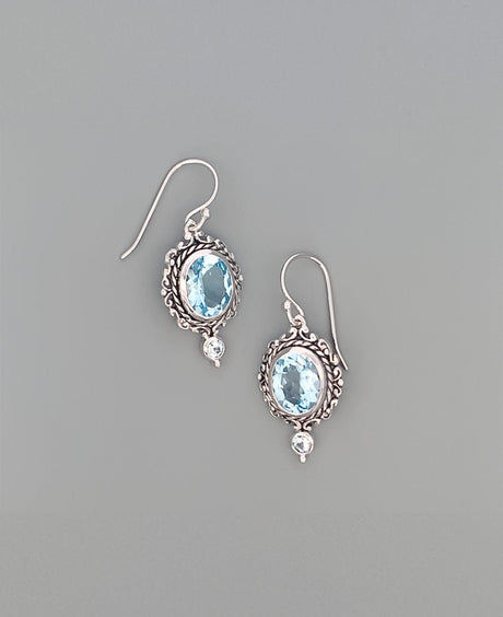 Sterling Silver Blue Topaz Earrings - Earrings