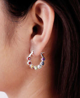 Sterling Silver Chakra Gemstone Small Hoop Earrings - Earrings