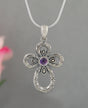 Amethyst Silver Cross Pendant