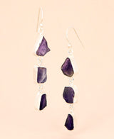 Raw Cut Amethyst Dangle Earrings