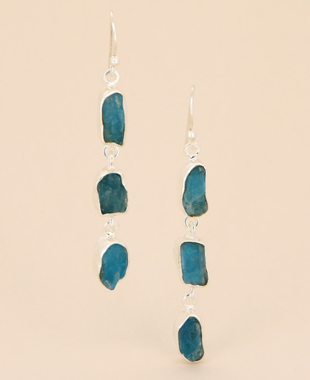 Raw Cut Apatite Dangle Earrings