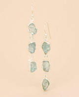 Raw Cut Aquarmarine Dangle Earrings