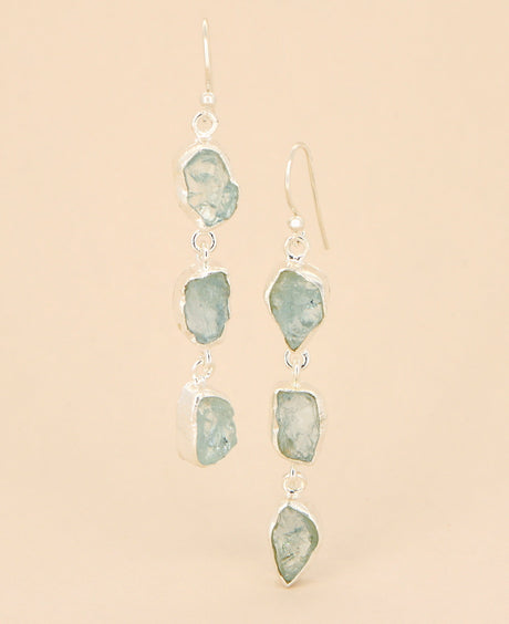 Raw Cut Aquarmarine Dangle Earrings