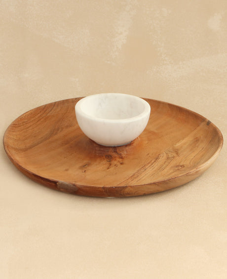 Marble and Wood Serving Set