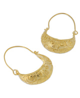 Boat Shaped Hoop Gold Plated Brass Earrings