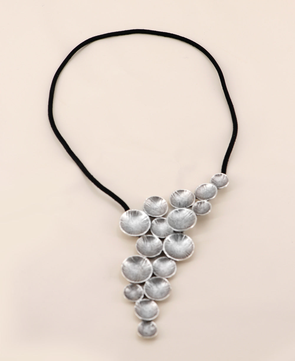 Textured Discs Structured Pewter Necklace