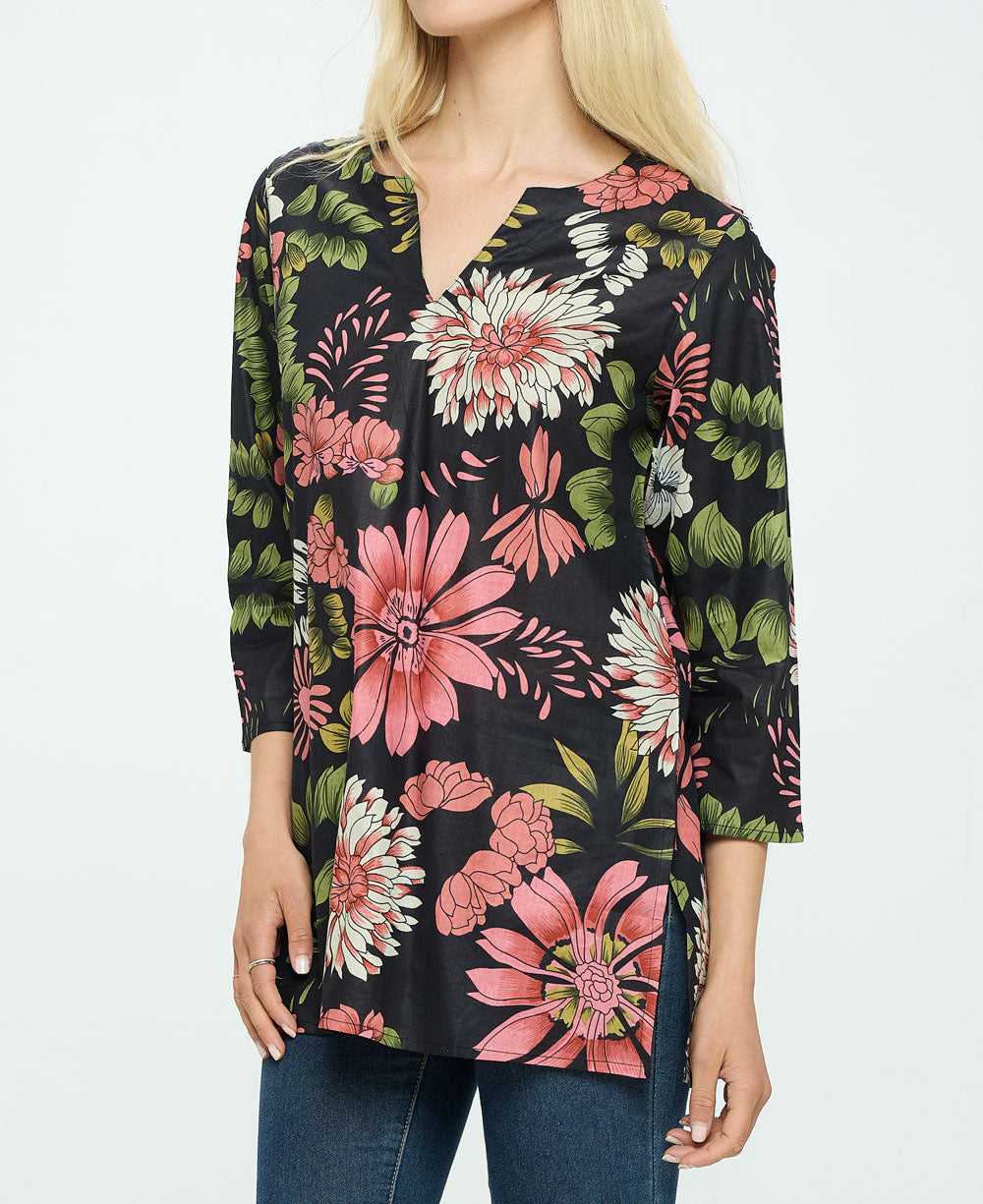 Black Floral Tunic