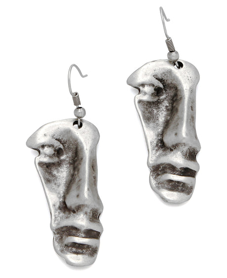 Pewter Face Earrings 