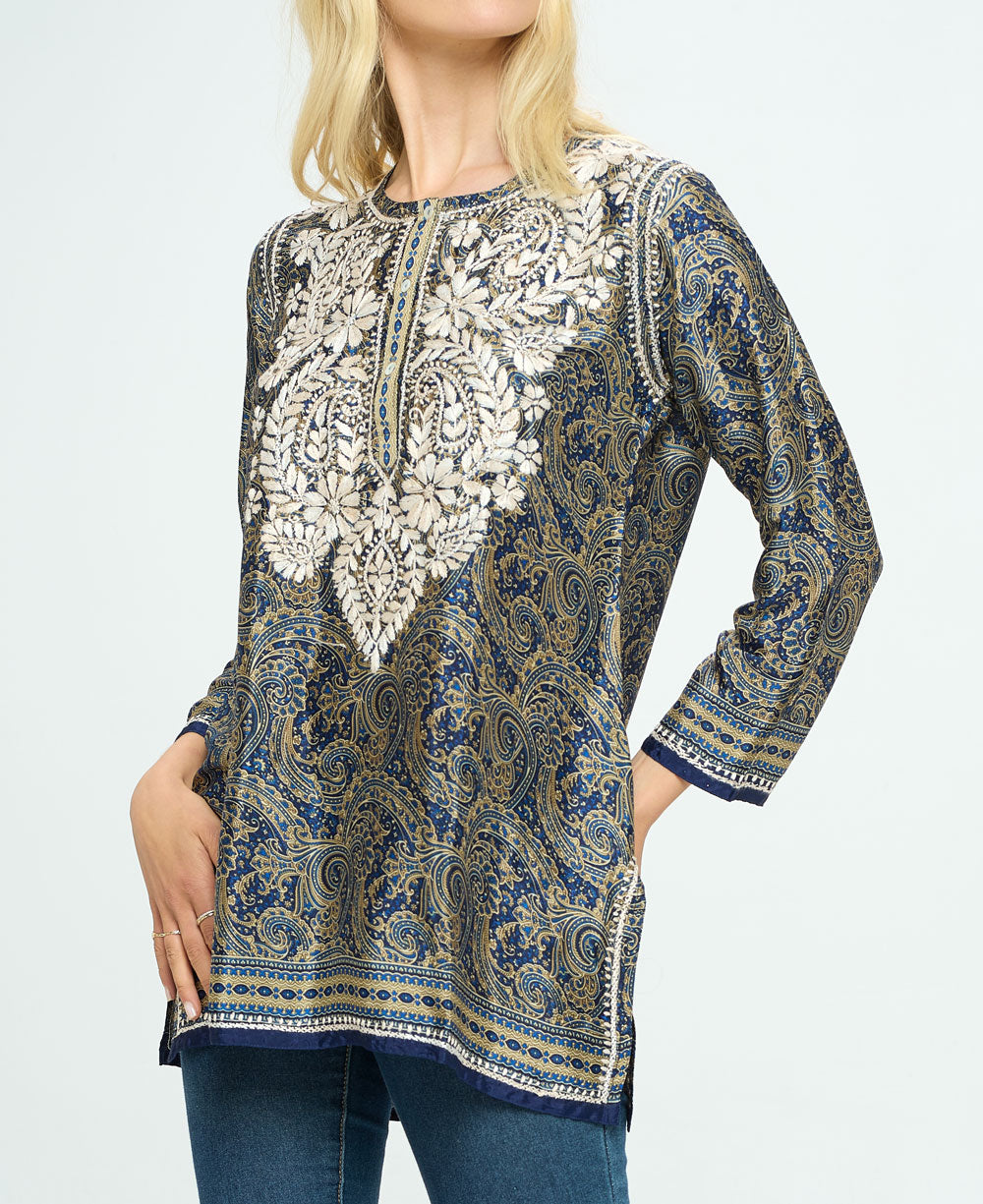 Embroidered Midnight Desert Tunic, India