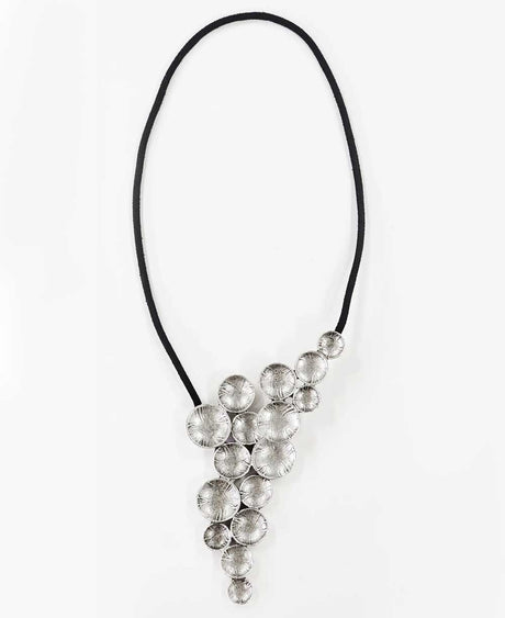 Textured Discs Structured Pewter Necklace