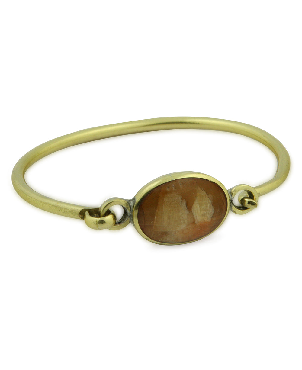 Oval Gemstone Brass Bangle Bracelet, Chile