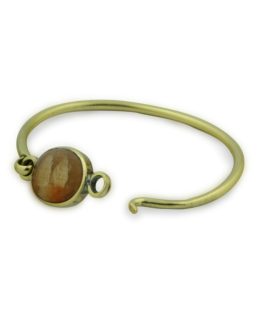 Oval Gemstone Brass Bangle Bracelet, Chile