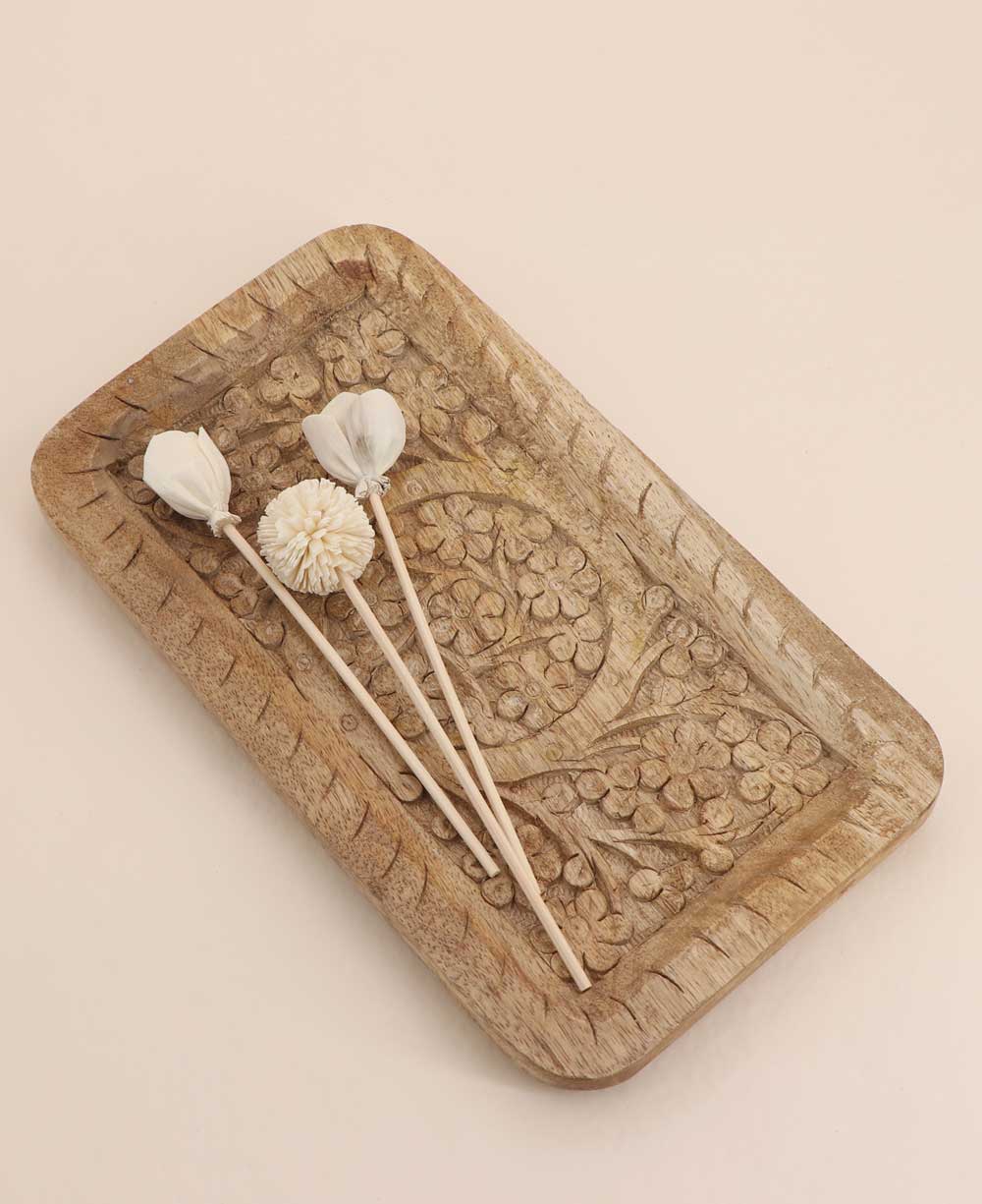 Floral Wood Tray