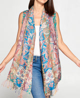 Full Bloom Floral Wrap Vest in Sage