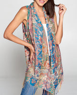 Full Bloom Floral Wrap Vest in Sage