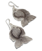 Exquisite handcrafted silver fish earrings inspired by Laotian culture and traditions