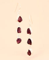 Raw Cut Garnet Dangle Earrings