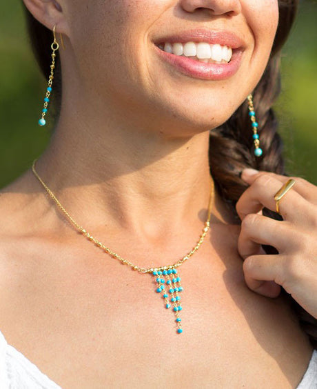 Gold and Turquoise Wire Earrings