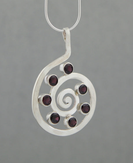 Garnet Gemstone Spiral Pendant