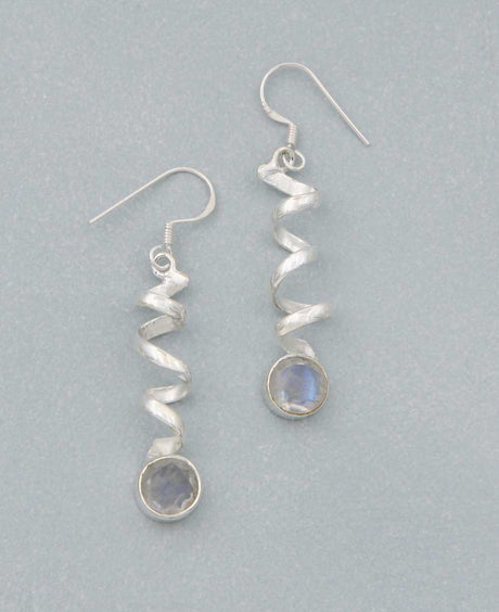 Gemstone Spiral Earrings