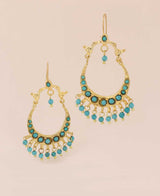 Reconstituted turquoise gold plated brass dangle earrings