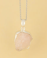 Raw Cut Rose Quartz Necklace