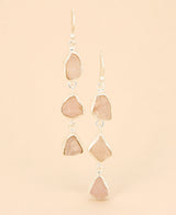 Raw Cut Rose Quartz Dangle Earrings