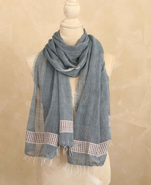 Blue Geo-Weave Scarf