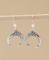 Silver Horn Tribal Earrings