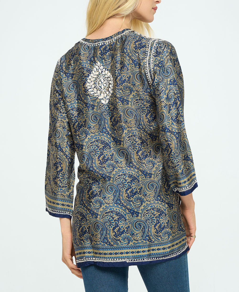 Embroidered Midnight Desert Tunic, India