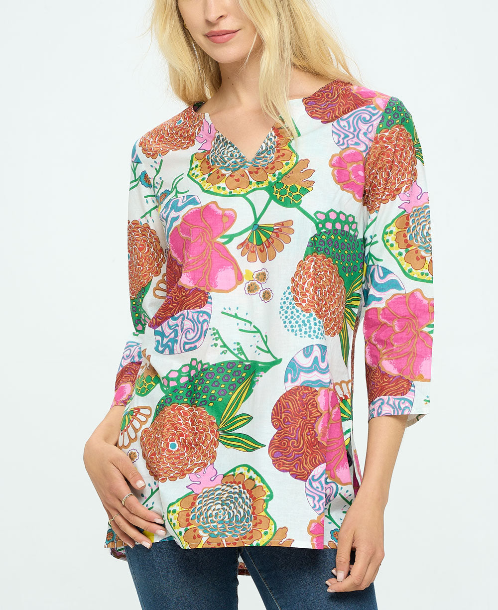 Floral Gardens Kurta Tunic Top, Multiple Colors